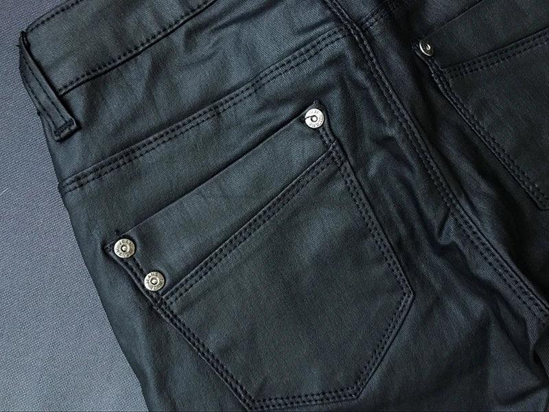 Staten Island Low Waist Faux Pu Leather Pants Punk Gothic Lady Skinny Pencil Trousers