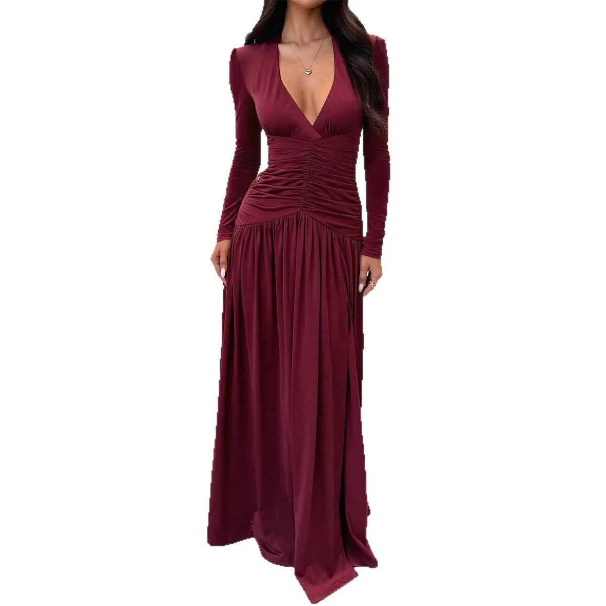 Perryville Vintage Mandarin Collar Regular Sleeves Long Maxi Dress