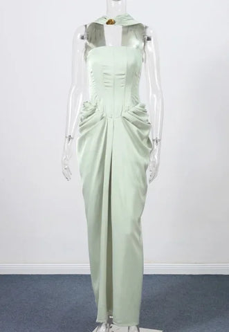 Churchville Fashion Celebrity Style Elegant Halter Backless Evening Maxi Dress