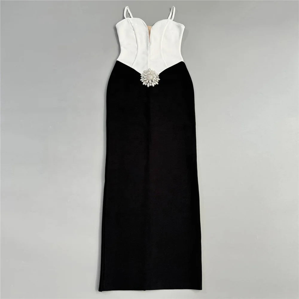 Yardley Village Sexy Beading Spaghetti Strap Patchwork Bodycon Clothes Dress