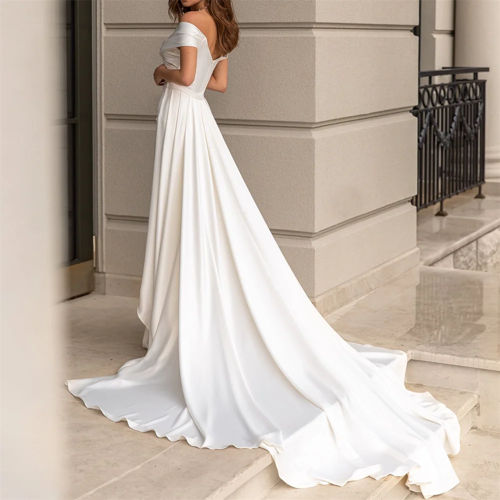 Kitchener High Quality Off Shoulder Mermaid Satin Wedding Dress