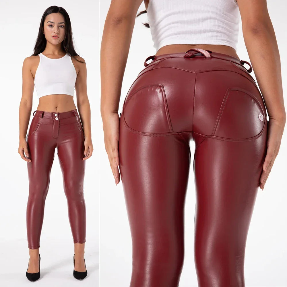 Paterson Faux Leather Pencil Pants Streetwear Slim Fit Trousers