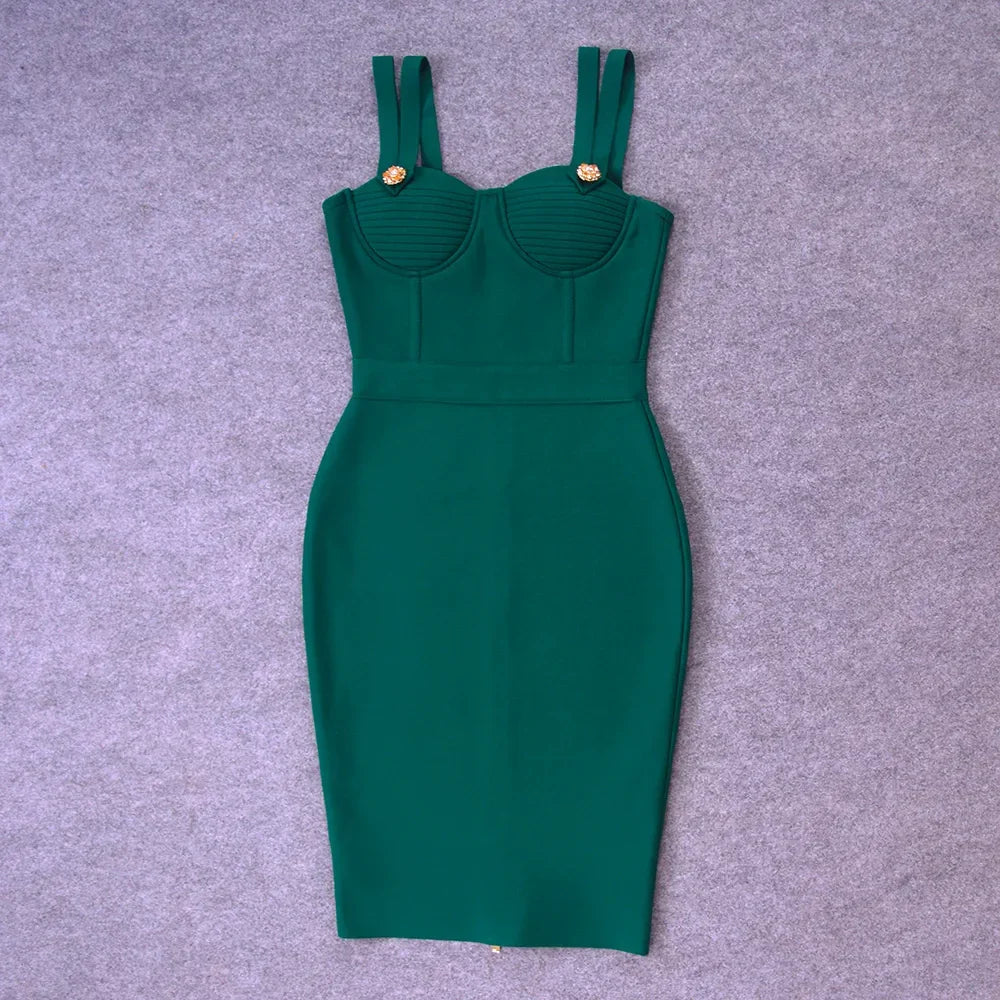 Sarnia Rhinestone Bandage Evening Date Night Maxi Spaghetti Strap Dress