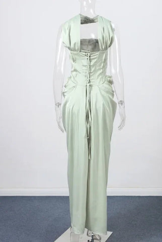 Churchville Fashion Celebrity Style Elegant Halter Backless Evening Maxi Dress