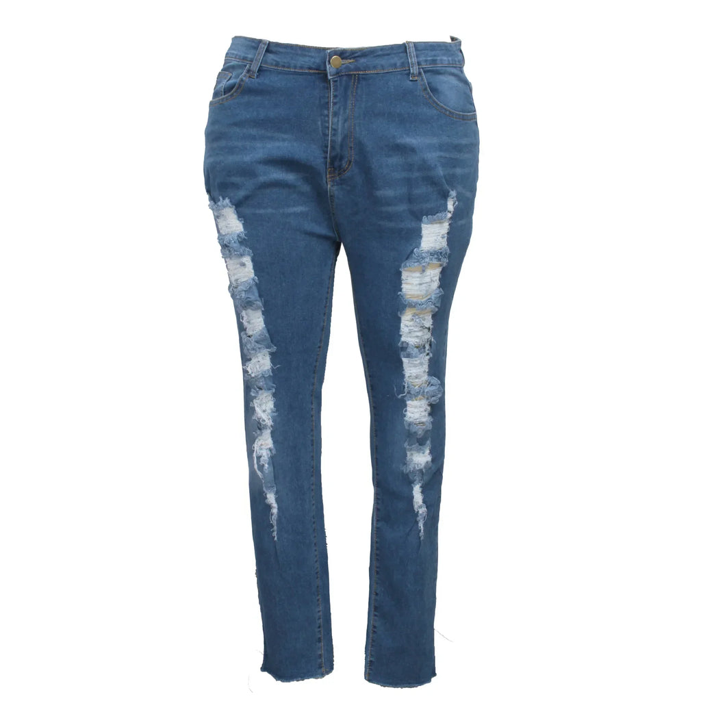 Berwick Casual Vintage Skinny Ripped Denim Trousers