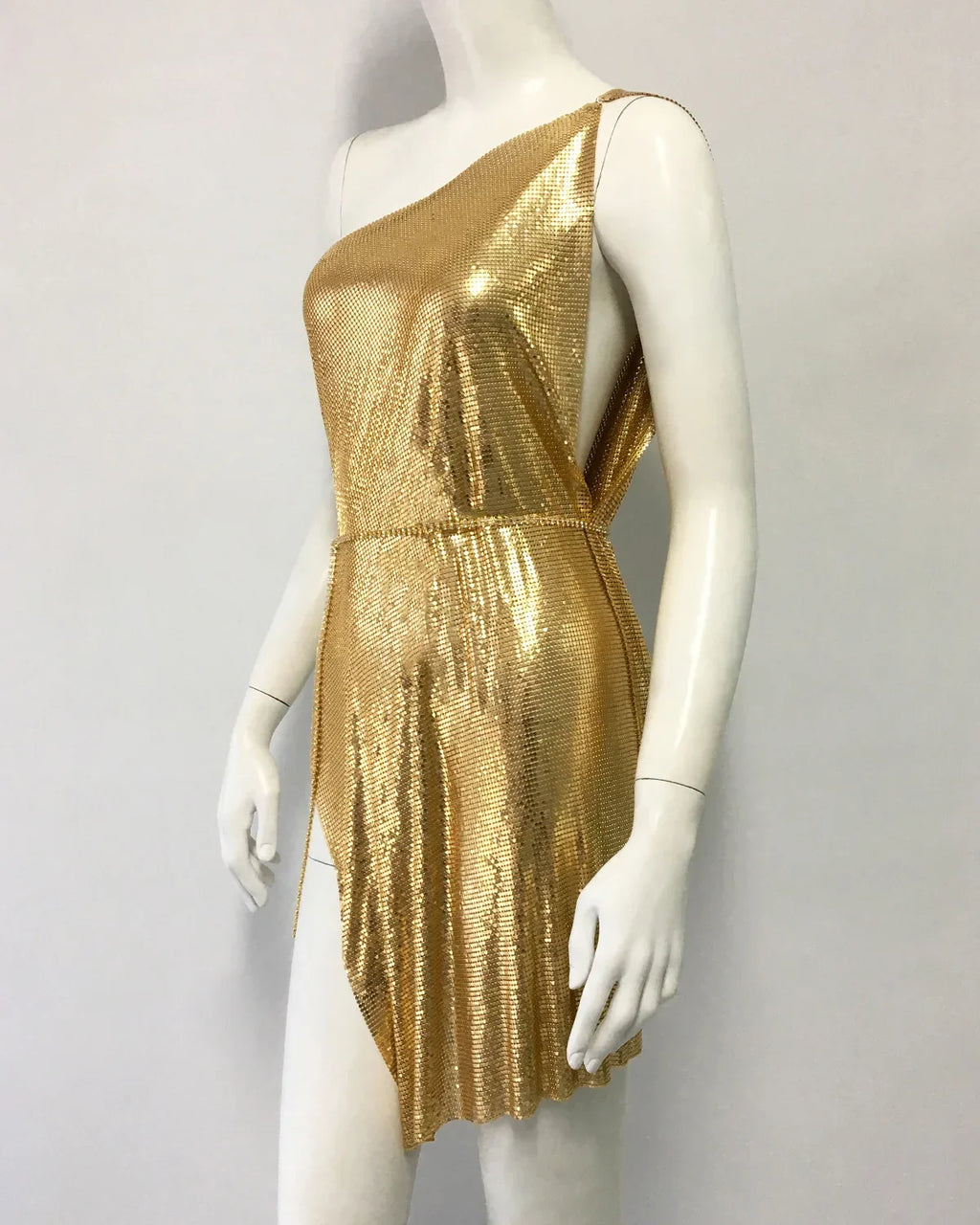 Drexel Hill Metal Fashion Oblique Collar Sequin Slip Anti-Wrinkle Mini Dress