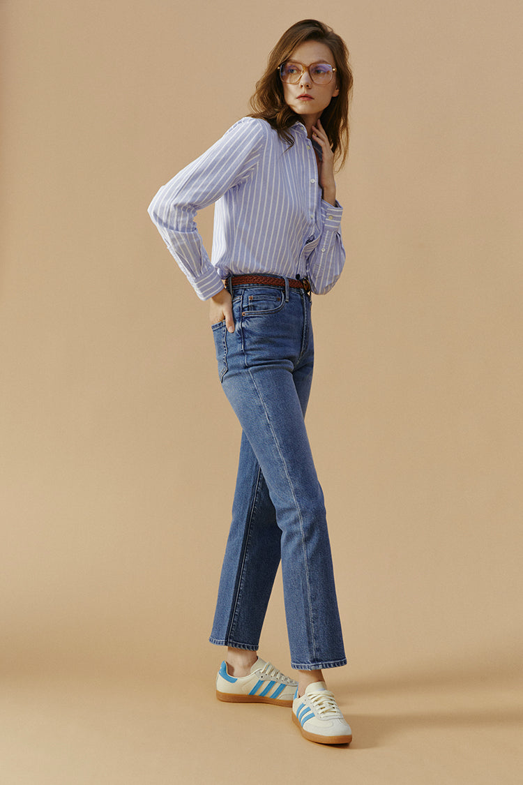 Chelsea High Rise Straight Crop Mid Weight Jeans