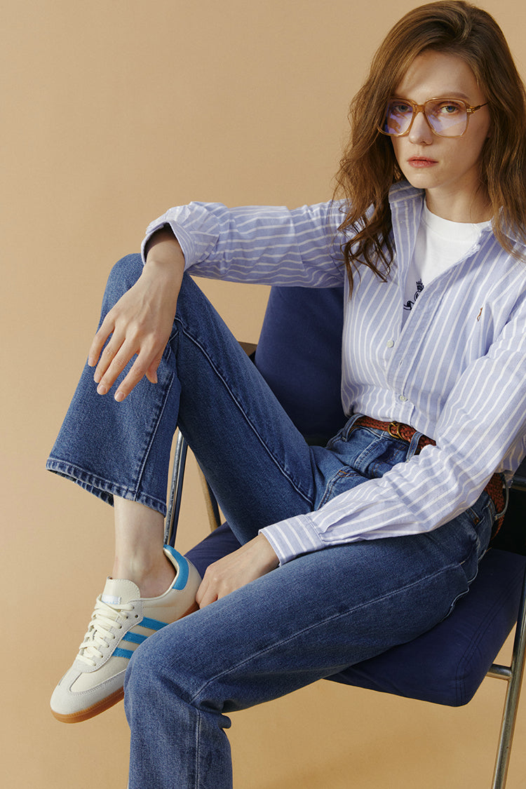 Chelsea High Rise Straight Crop Mid Weight Jeans
