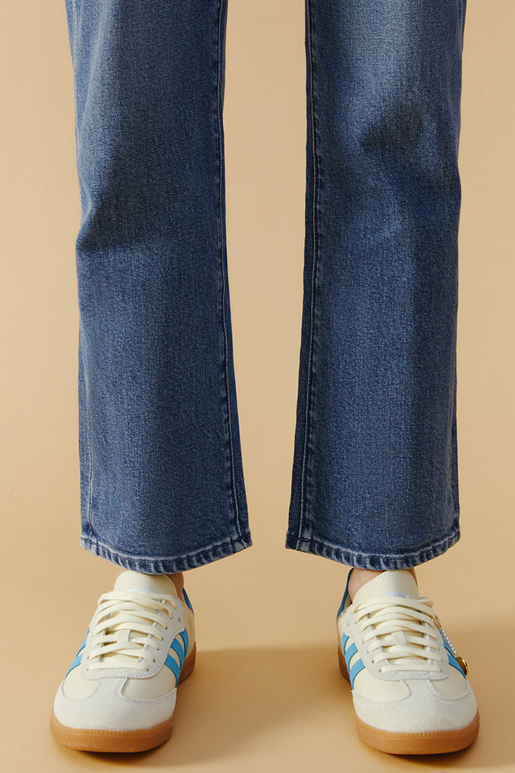 Chelsea High Rise Straight Crop Mid Weight Jeans