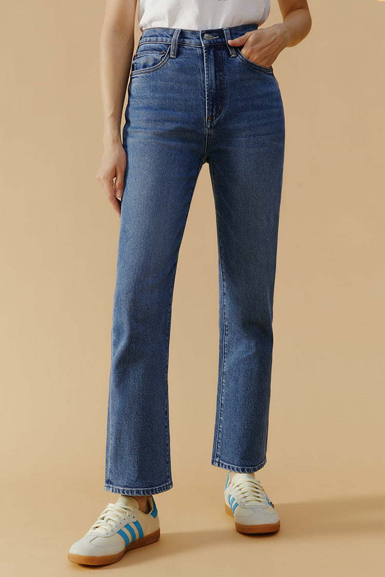 Chelsea High Rise Straight Crop Mid Weight Jeans