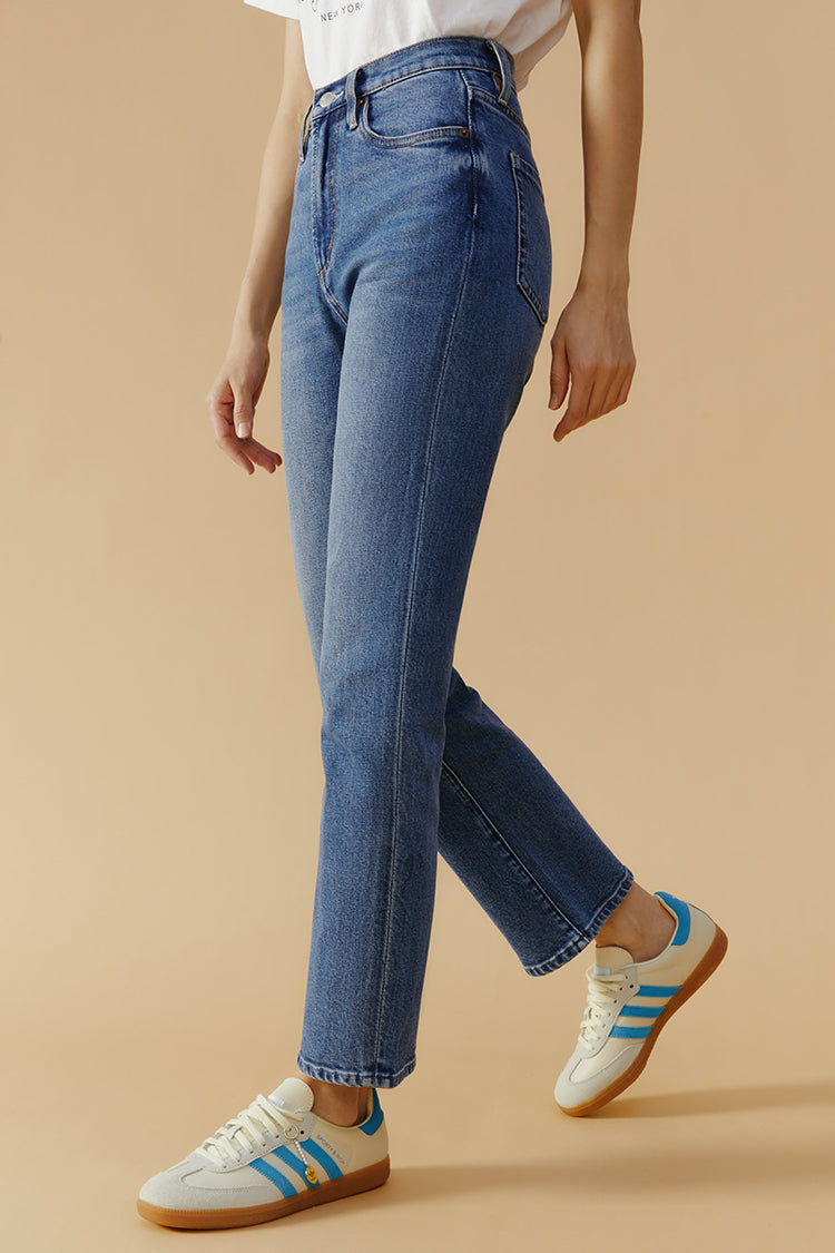 Chelsea High Rise Straight Crop Mid Weight Jeans
