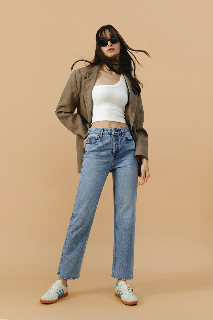 Manhattan High Rise Straight Ankle Jeans