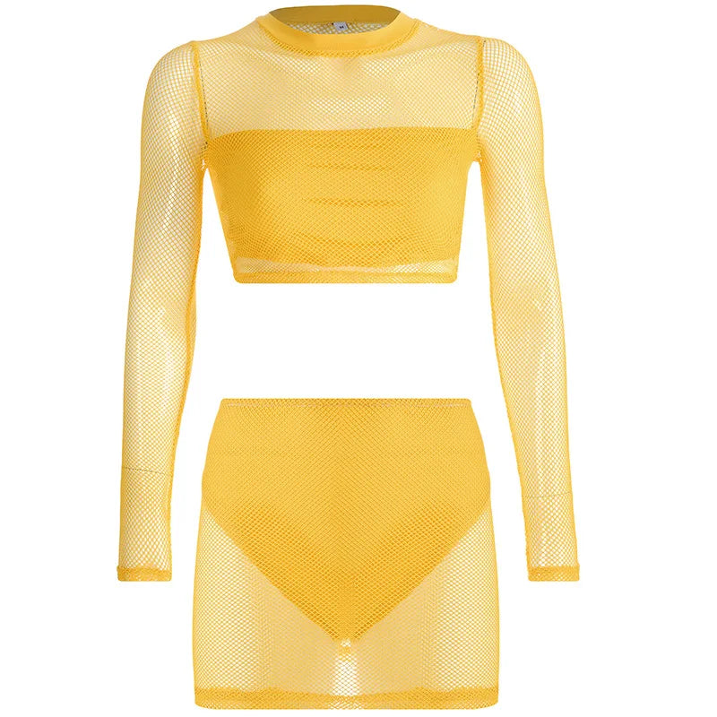 Paola Sexy Women Outfits Transparent  Two Piece Sets
