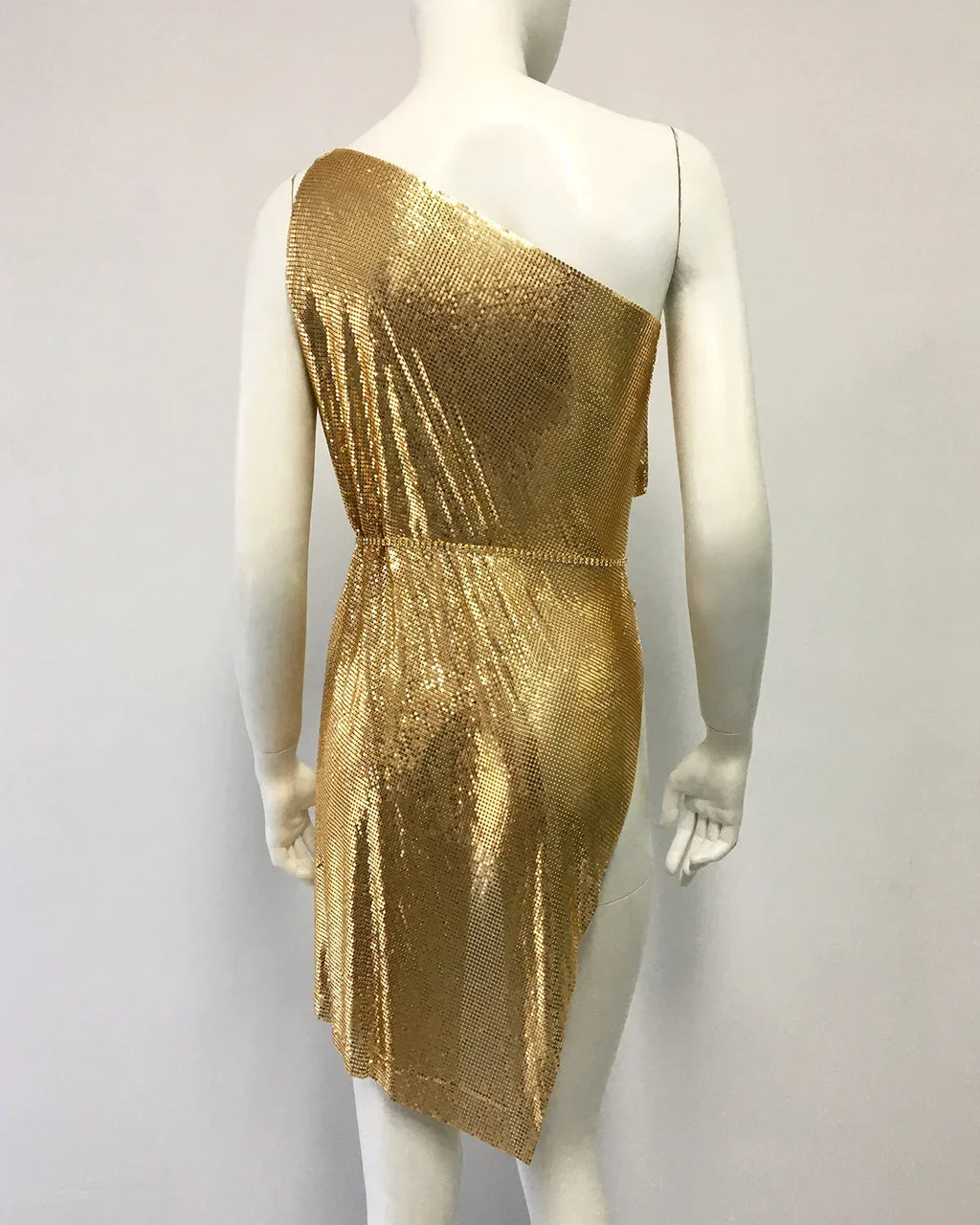 Drexel Hill Metal Fashion Oblique Collar Sequin Slip Anti-Wrinkle Mini Dress