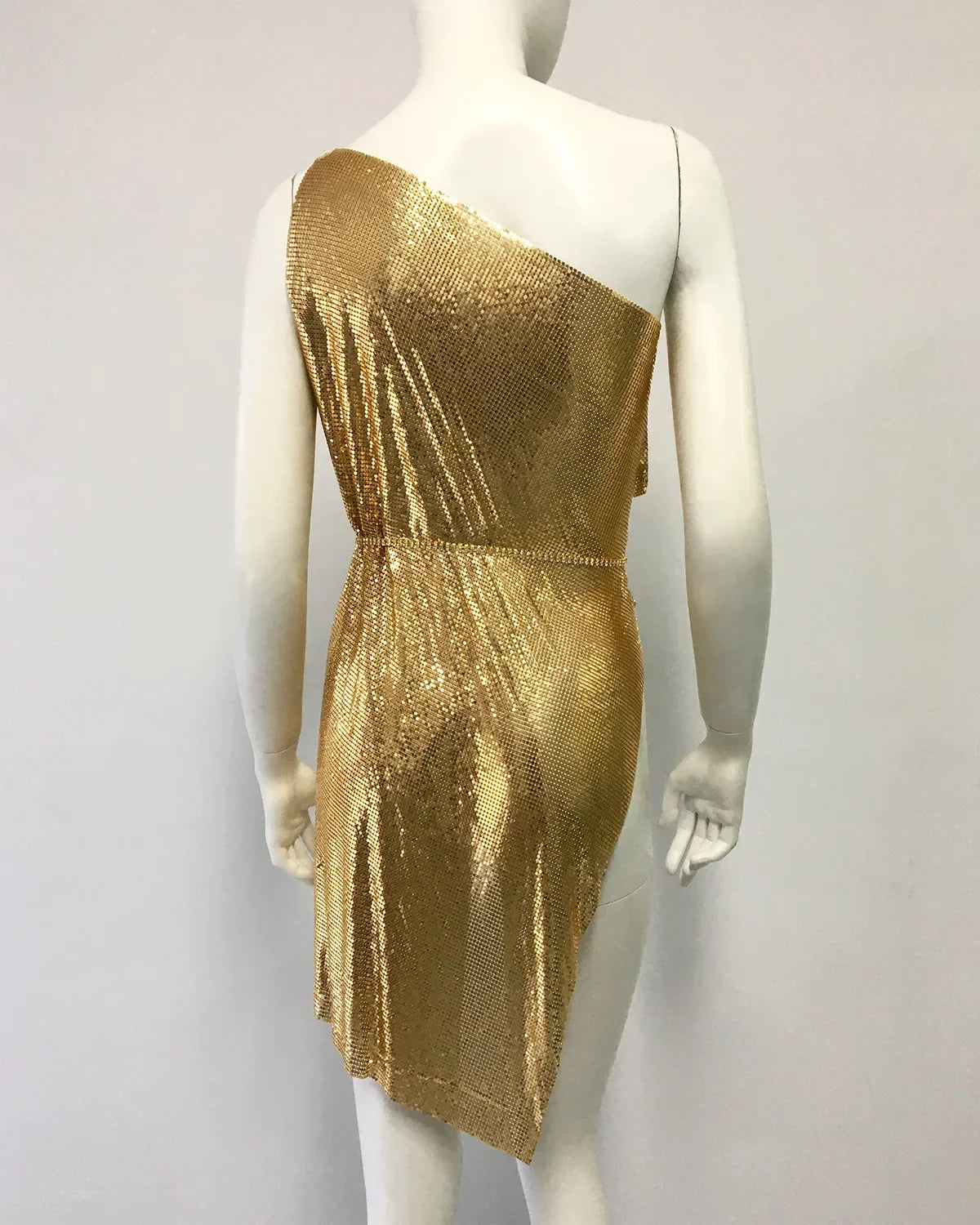 Drexel Hill Metal Fashion Oblique Collar Sequin Slip Anti-Wrinkle Mini Dress