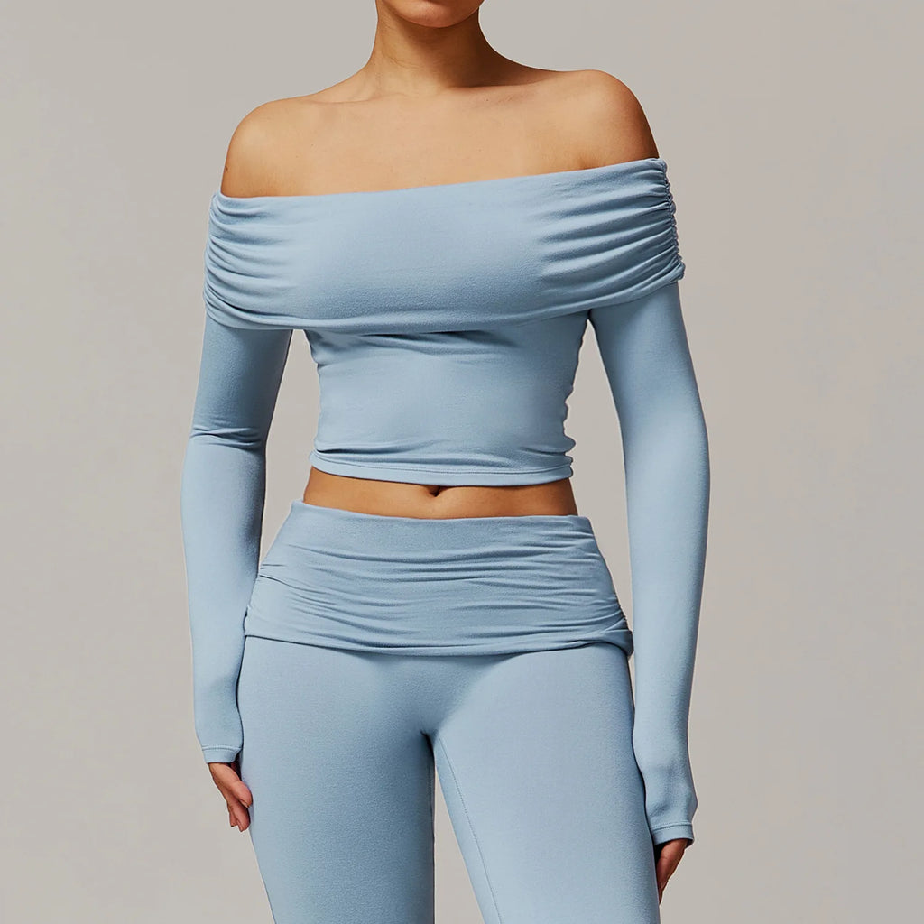 Julia Outdoor Sports One-shoulder Long-sleeved Two Piece Sets