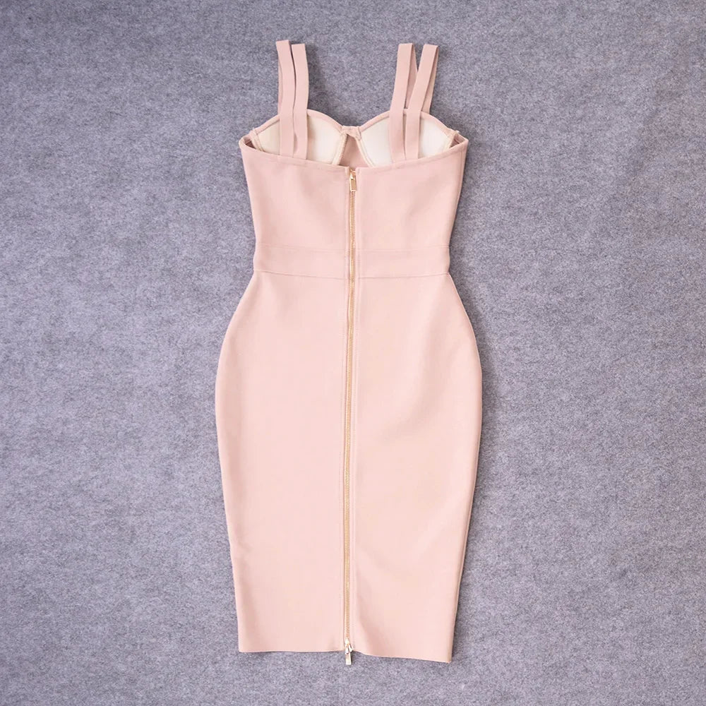 Sarnia Rhinestone Bandage Evening Date Night Maxi Spaghetti Strap Dress