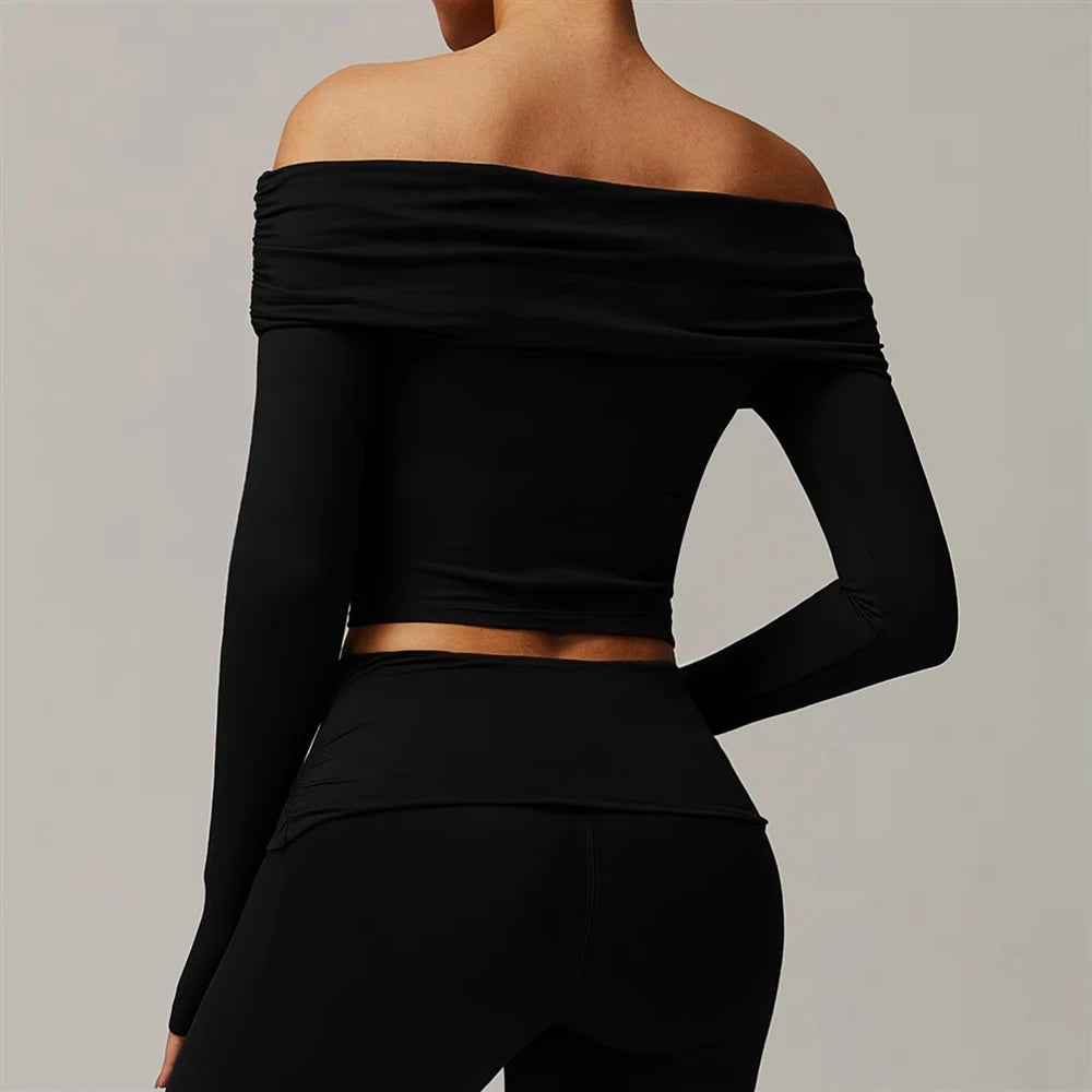 Julia Outdoor Sports One-shoulder Long-sleeved Two Piece Sets