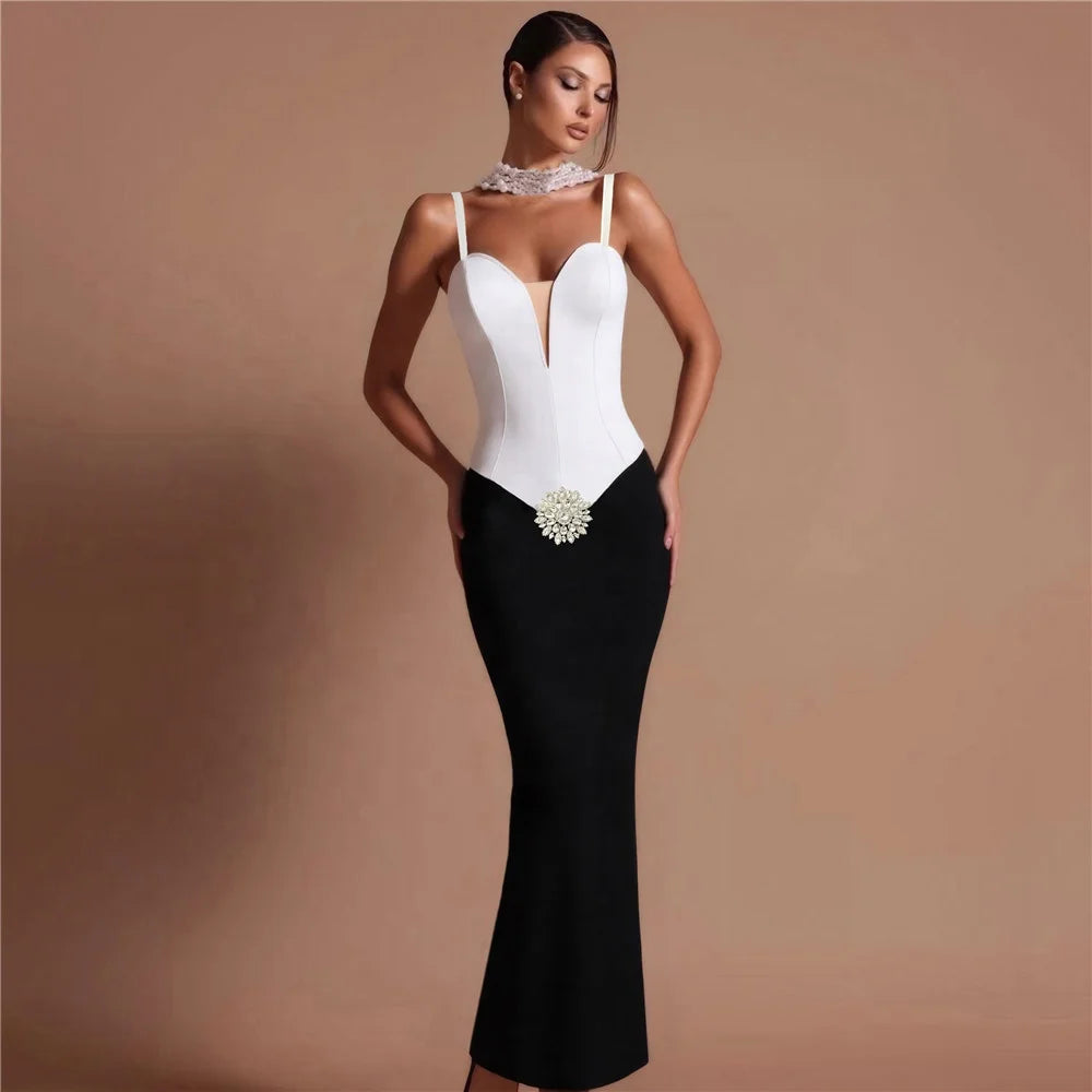 Yardley Village Sexy Beading Spaghetti Strap Patchwork Bodycon Clothes Dress
