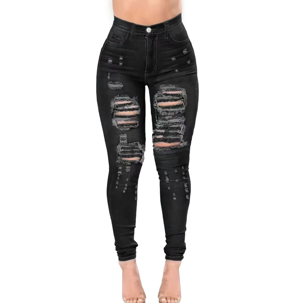 Port Jervis High Waist Stretchy Casual Navy Long Legging Ripped Skinny Pencil Denim Jeans