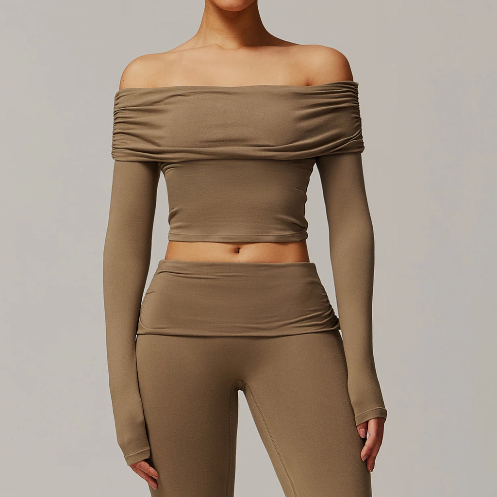 Julia Outdoor Sports One-shoulder Long-sleeved Two Piece Sets
