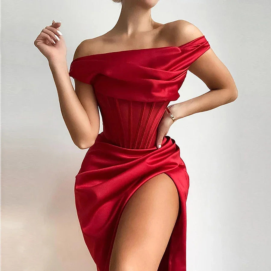 Long Island Off Shoulder Corset Design Elegant Casual Event Dress