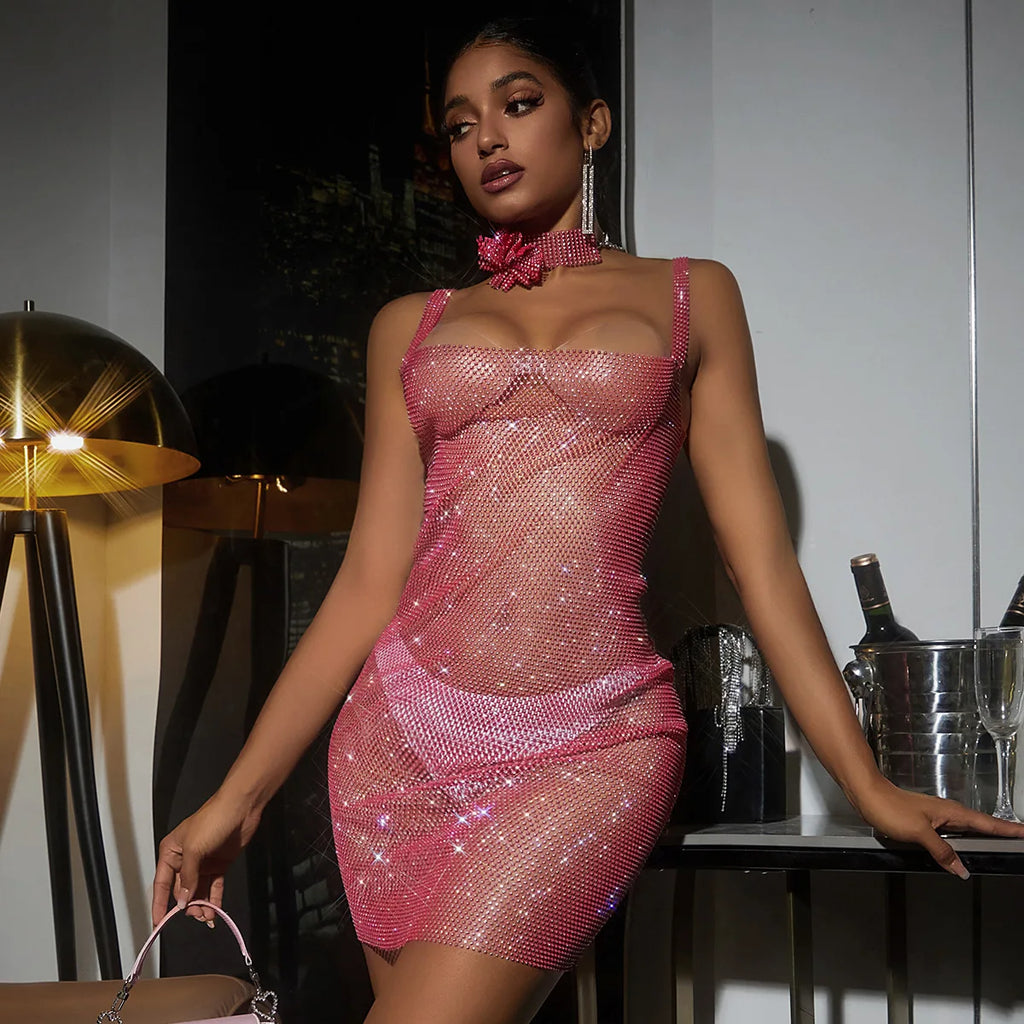 Newark Crystal Sparkle Supply Sexy Cutout Rhinestone Dress