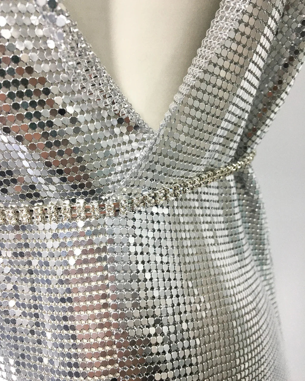 Drexel Hill Metal Fashion Oblique Collar Sequin Slip Anti-Wrinkle Mini Dress