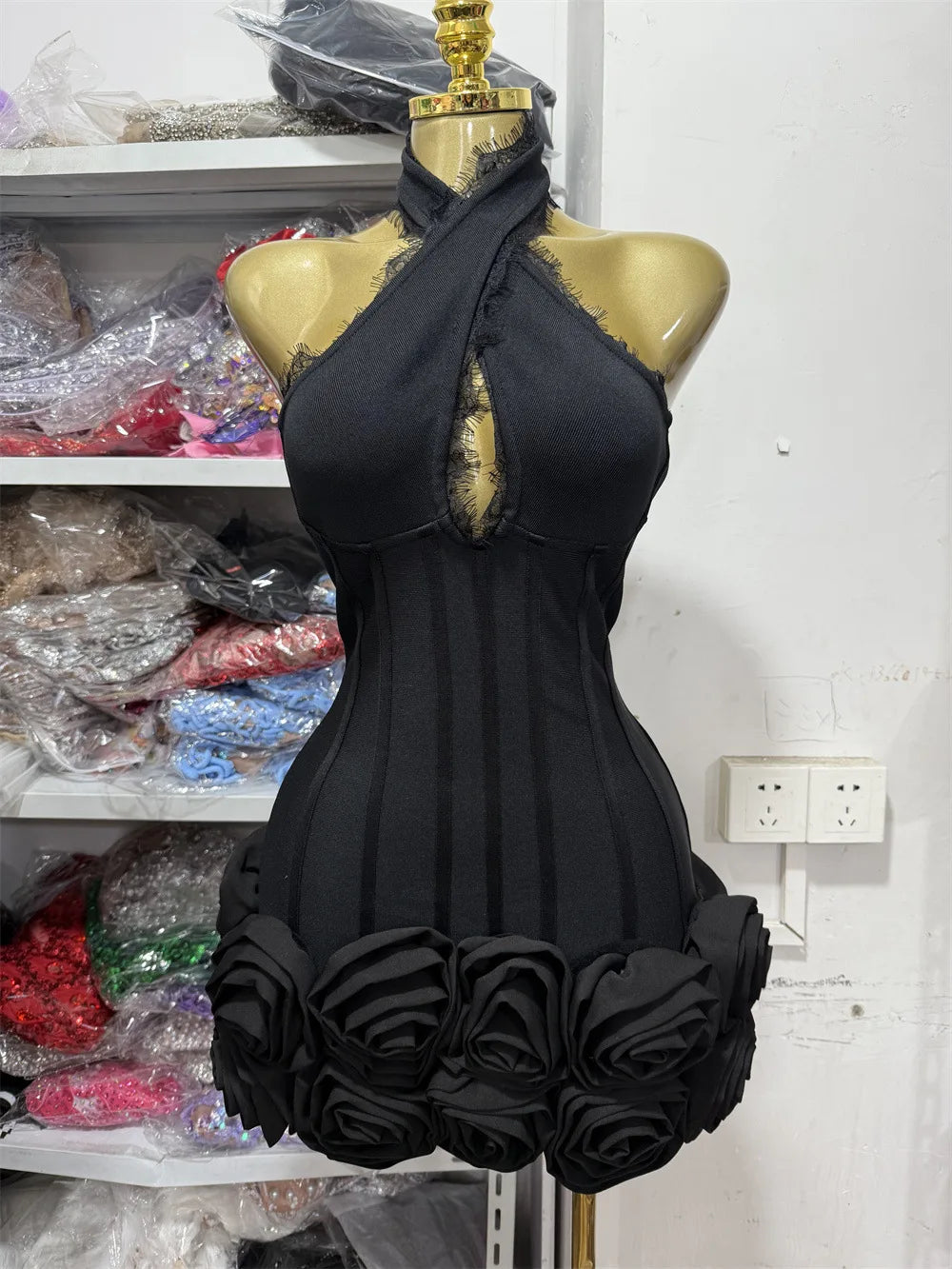 Suffern Elegant Red Funky Halter Neck Bandage Club Bodycon Mini Dress