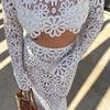 Samara Sexy Hollow Solid Casual Two Piece Set