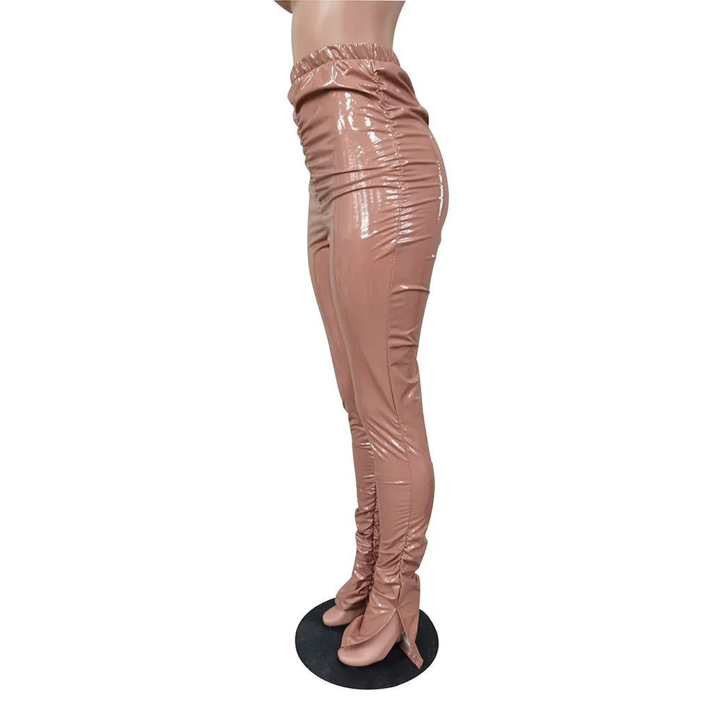 Chemung PU Leather Warming Colorfull Elegant Trousers
