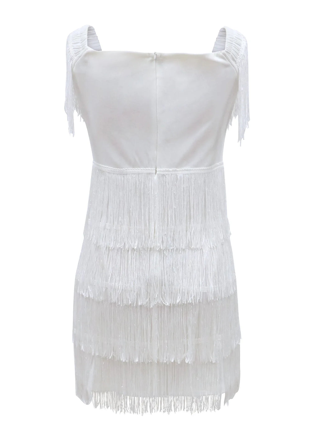 Seattle Solid Slash Neck Sleeveless Empire Tassel Sheath Mini Dress