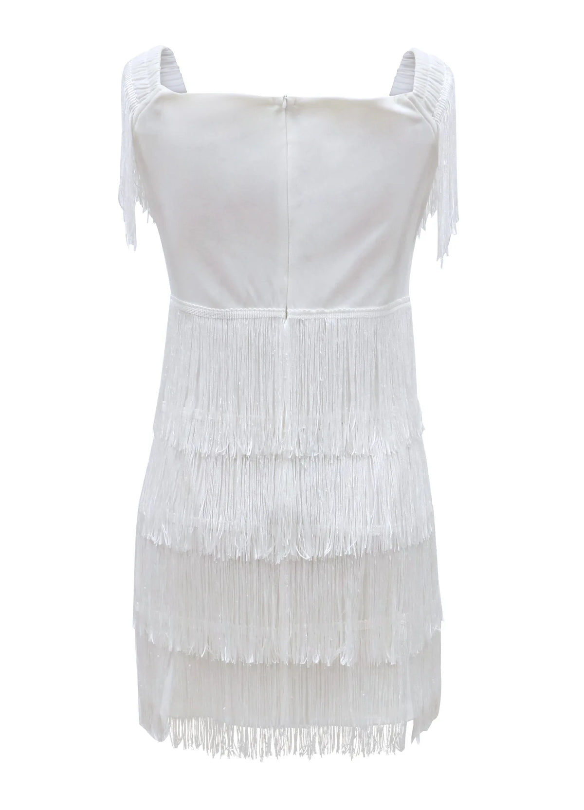 Seattle Solid Slash Neck Sleeveless Empire Tassel Sheath Mini Dress