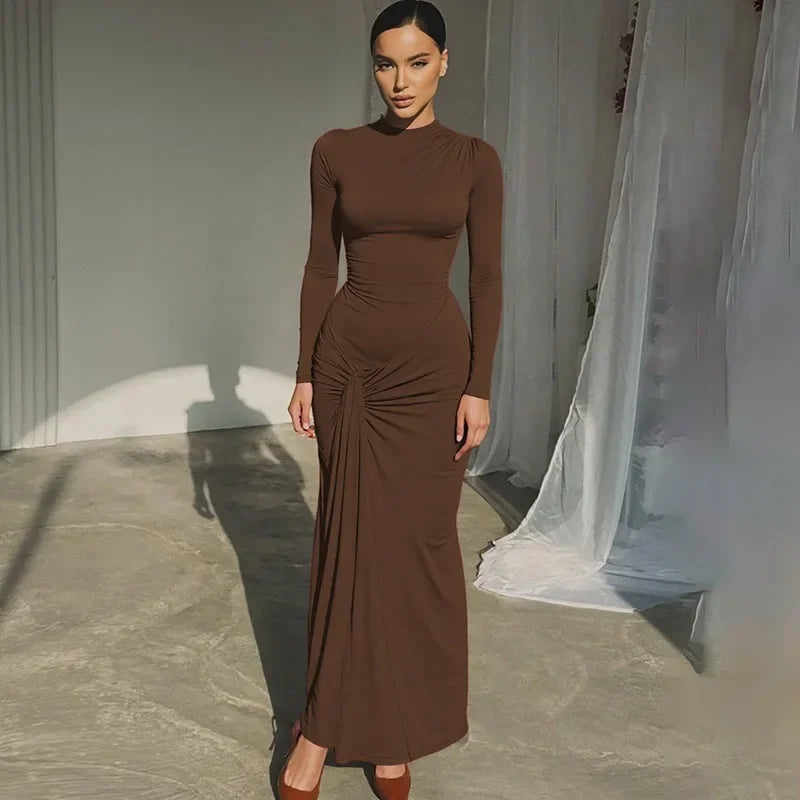 Colora Long Sleeve Bandage Bodycon Elegant Twist Party Dress