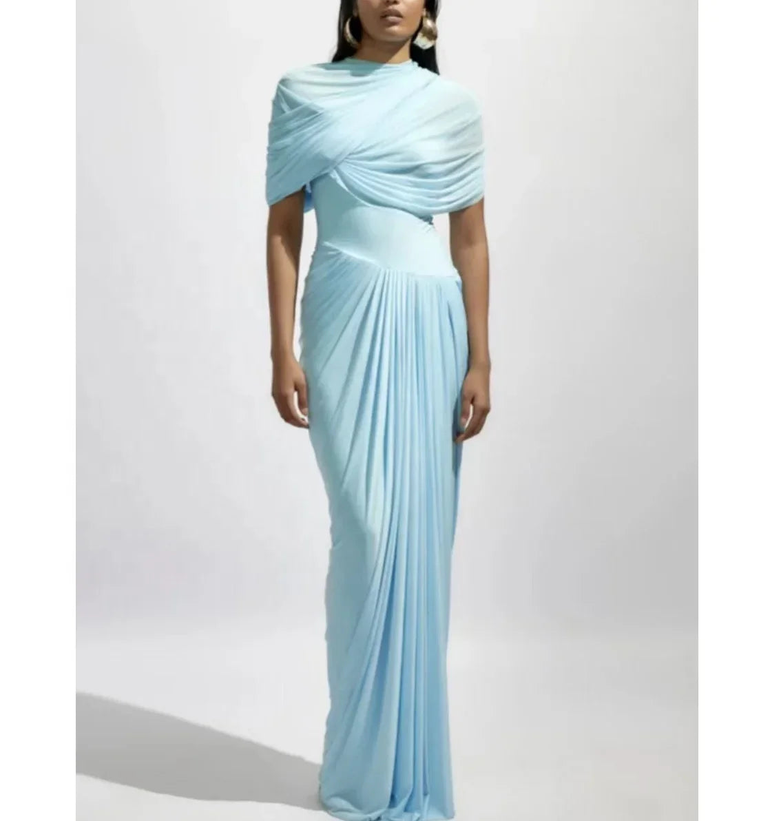 Pickens Retro Shawl Pleated Wrap Long Maxi Event Dress
