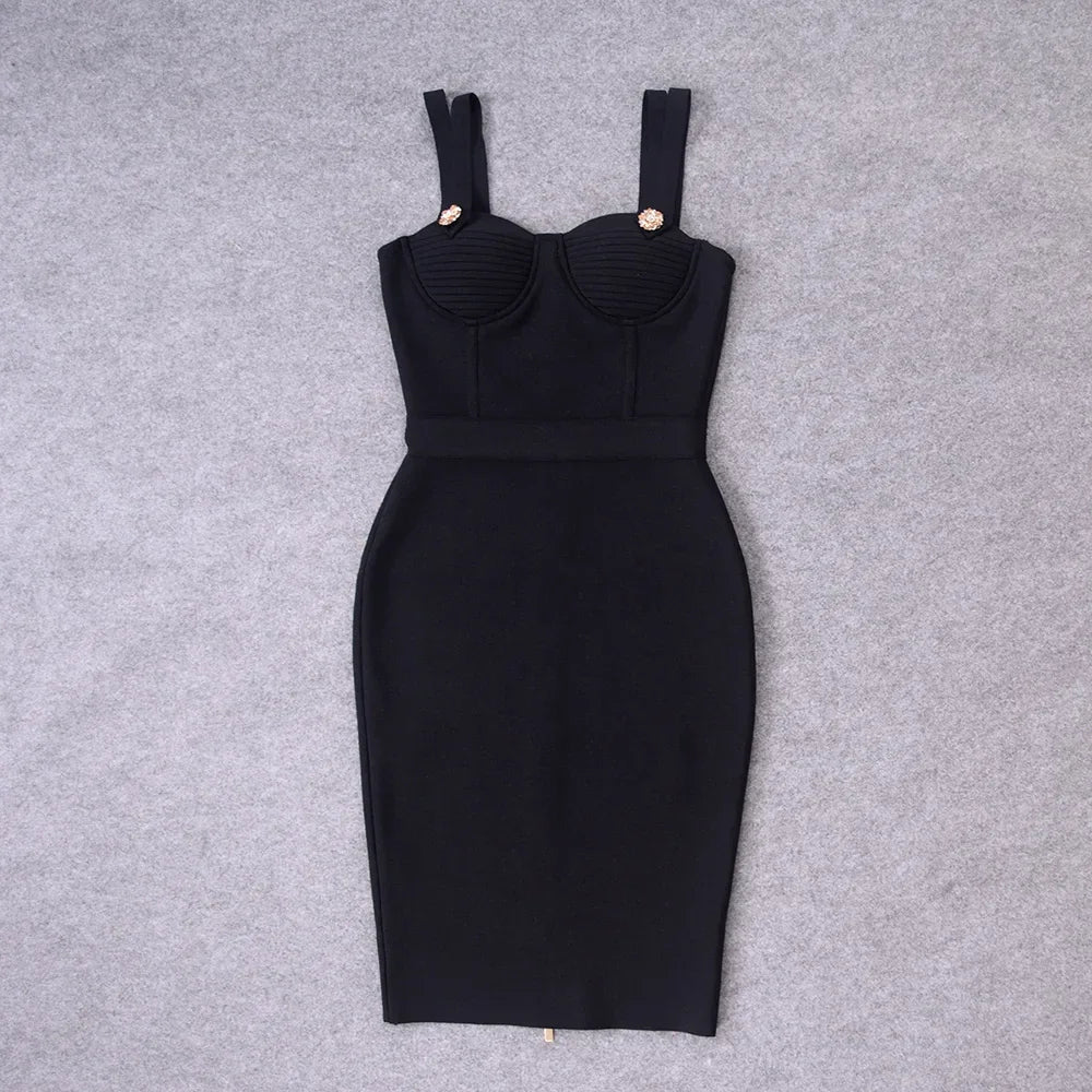 Sarnia Rhinestone Bandage Evening Date Night Maxi Spaghetti Strap Dress