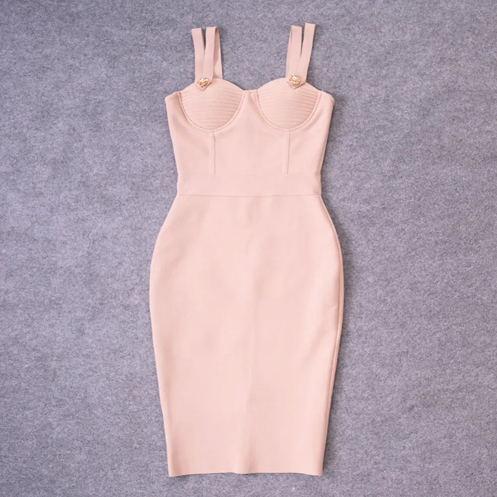 Sarnia Rhinestone Bandage Evening Date Night Maxi Spaghetti Strap Dress