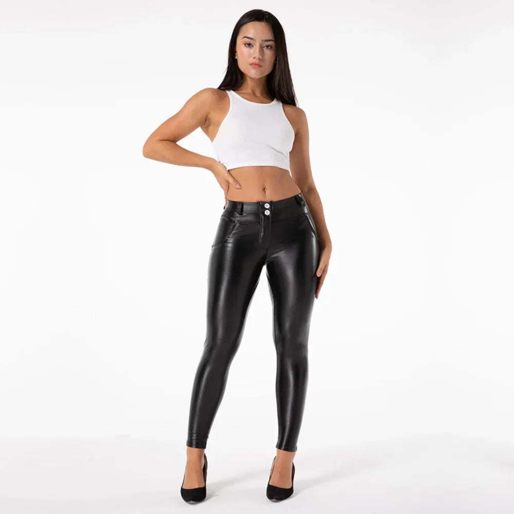 Paterson Faux Leather Pencil Pants Streetwear Slim Fit Trousers