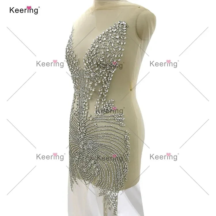 Oakland Gold Shiny Rhinestone Beaded Patch Embellishments Crystal Bridal Rhinestone Dress