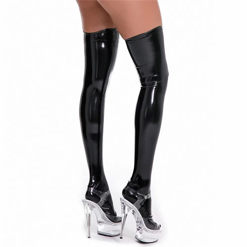 Wantag Zipper Open Bust Micro Hollow Out Shiny Punk Mini Dress