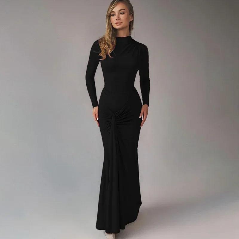 Colora Long Sleeve Bandage Bodycon Elegant Twist Party Dress