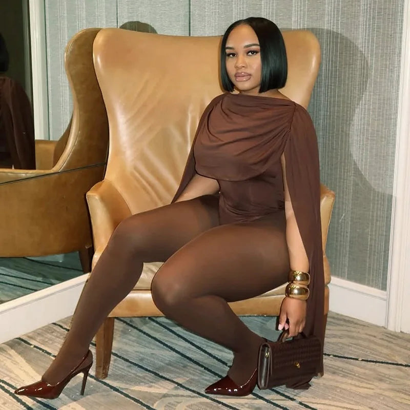 Chicopee Draped Cowl Neck Solid Color Slim Trendy Sleeveless Casual Jumpsuit