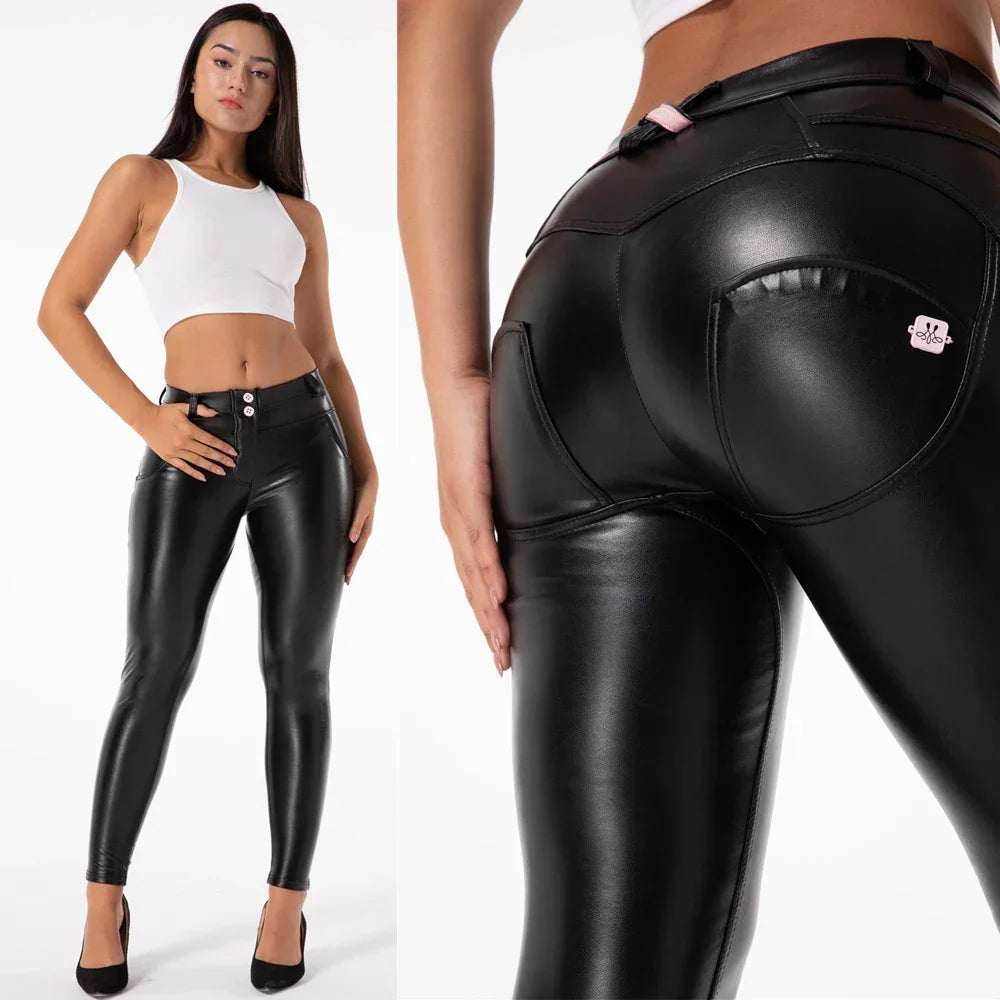 Paterson Faux Leather Pencil Pants Streetwear Slim Fit Trousers