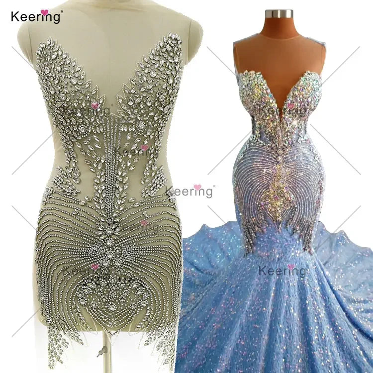 Oakland Gold Shiny Rhinestone Beaded Patch Embellishments Crystal Bridal Rhinestone Dress