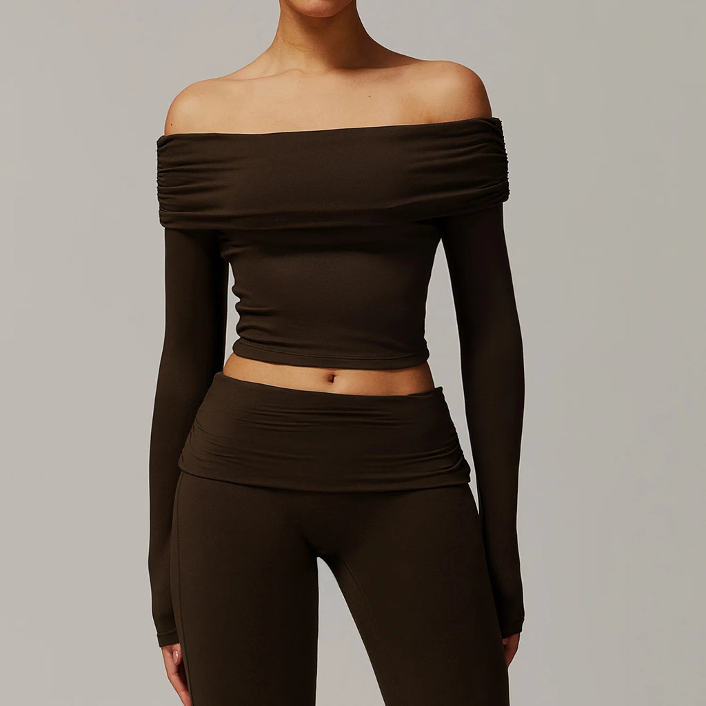 Julia Outdoor Sports One-shoulder Long-sleeved Two Piece Sets