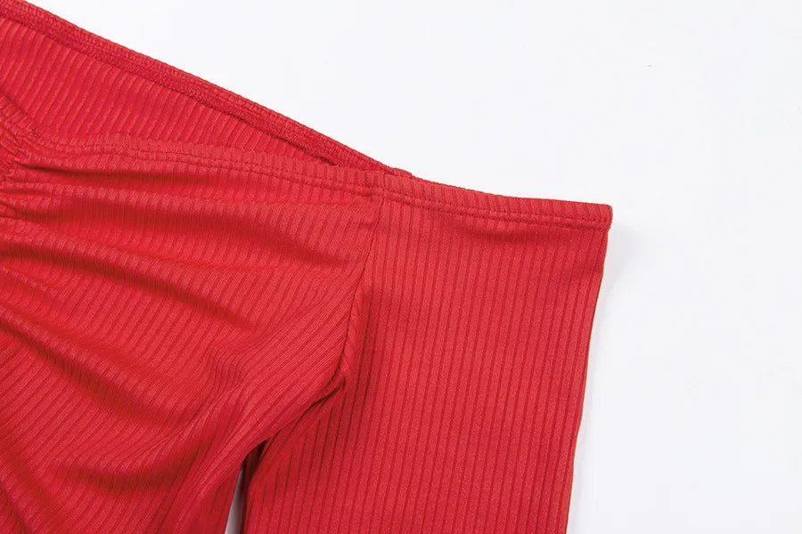 Marte Club Fashion Long Sleeve Off Shoulder Solid Color Blouse