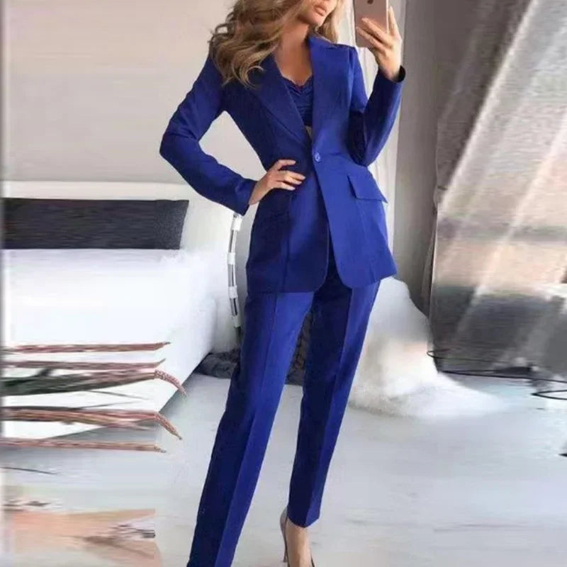 Roosy Vintage Elegant Solid V-Neck Casual 3 Piece Set