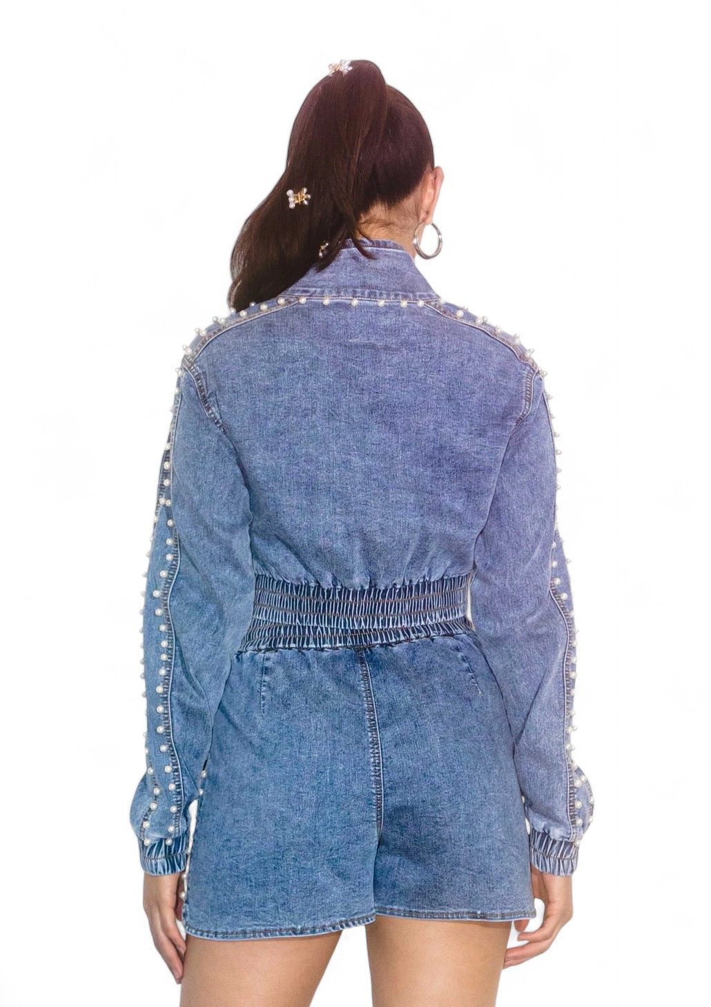 Amanda Flattering Pearl Track Blue Jacket