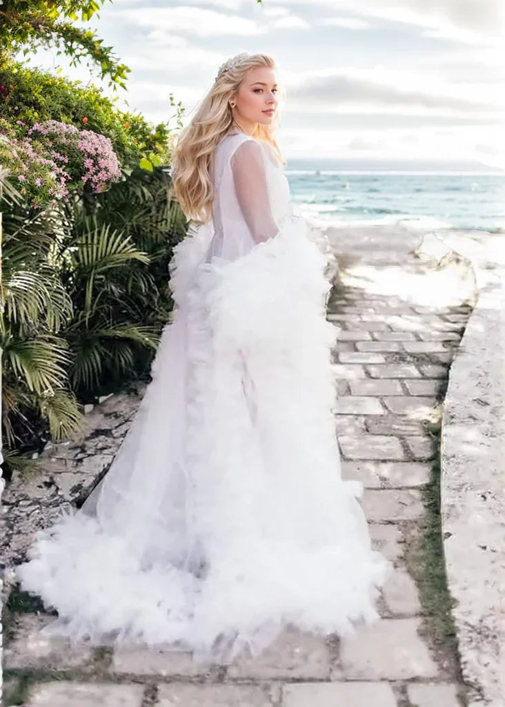 Tulle Ruffled Sleeves Fringe Multi-Color Custom Robe for Theme Photo Shoot