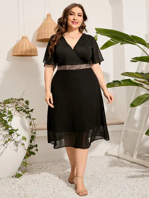 Plus Size Elegant Black Summer Dress